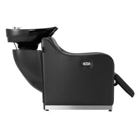 Shampoo Backwash Chair, 661.4LBS Loading Barbershop Hair Washing Station with Electric Adjustable Footrest & Ceramic Bowl