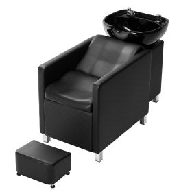 Shampoo Backwash Chair, 661.4LBS Loading Salon & Spa Hair Washing Station, Backwash Barber Shampoo Bowl and Chair